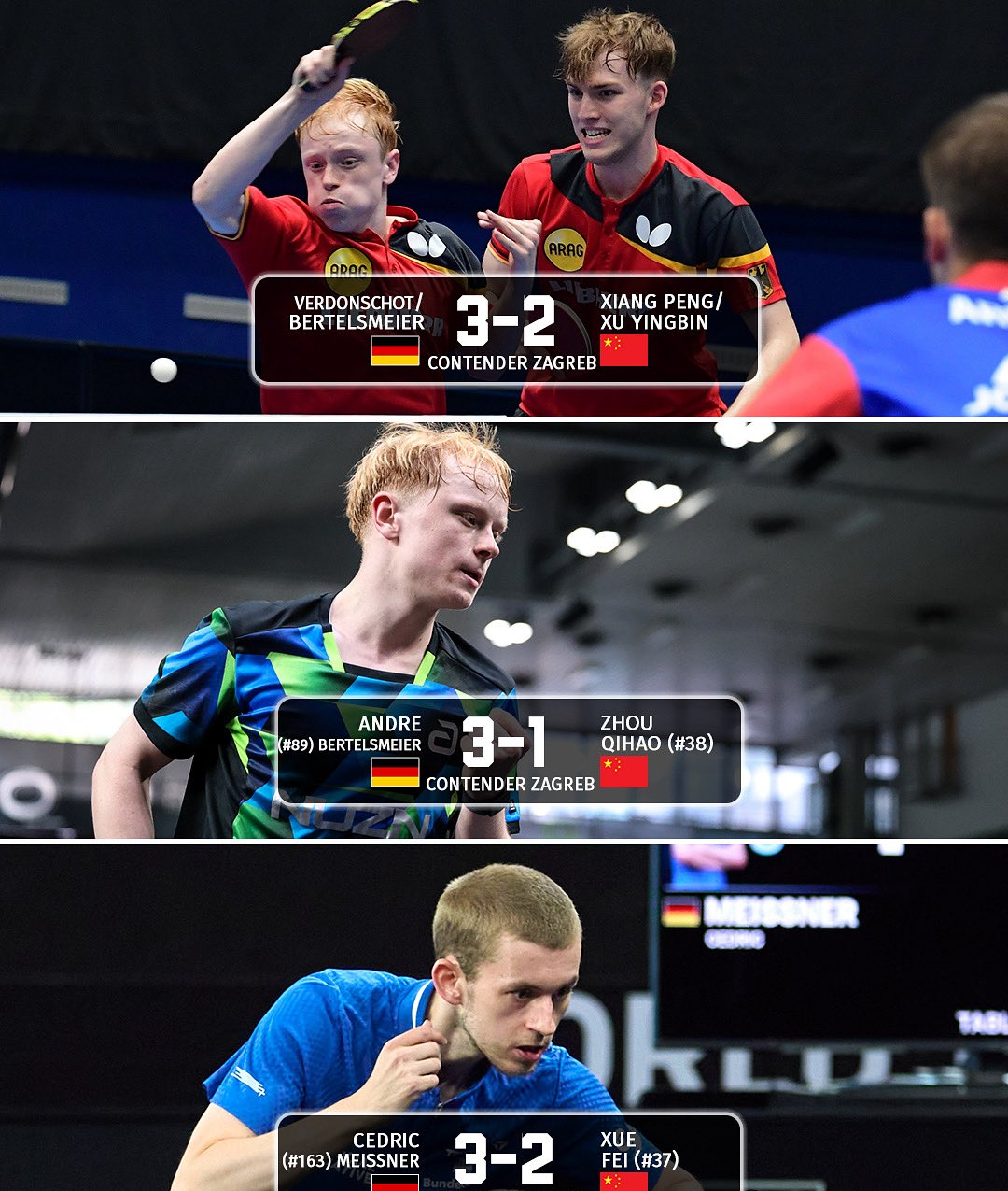 包含德国乒乓球队完胜英国乒乓球队，奥恰洛夫完成帽子戏法的词条